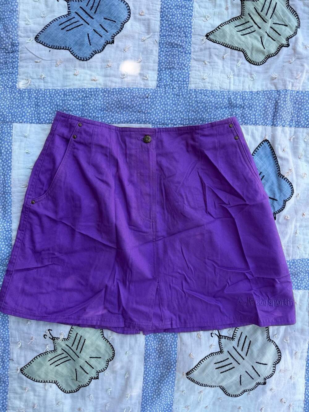 Vintage Le Coq Sportif Purple Cotton Mini Skirt